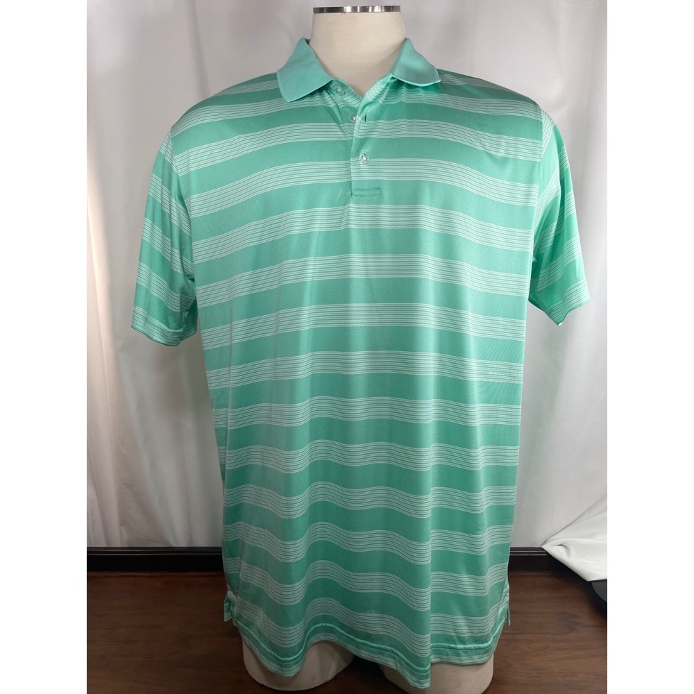 Slazenger Mens XL Golf Shirt Mint Green Stripe Stretch Polo Beach Casual Cruise